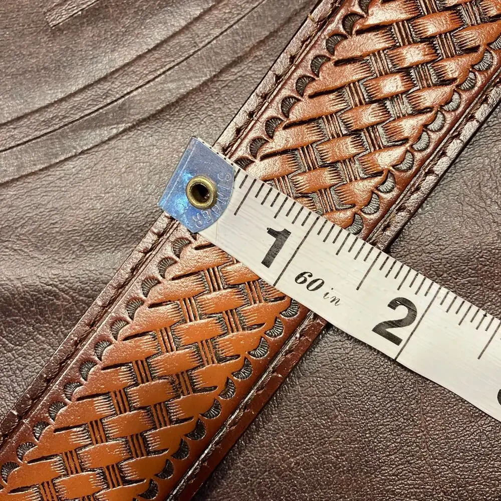 Vintage‎ Cowhide Leather Braided Belt Size 50 1.5in width